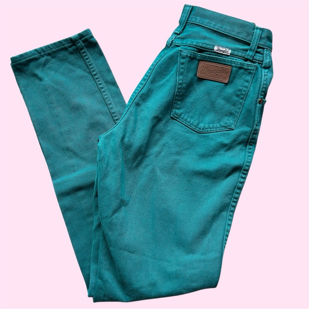 Vintage 90s Wrangler 7/8x36 22MWSTE Western Rodeo Jeans Teal